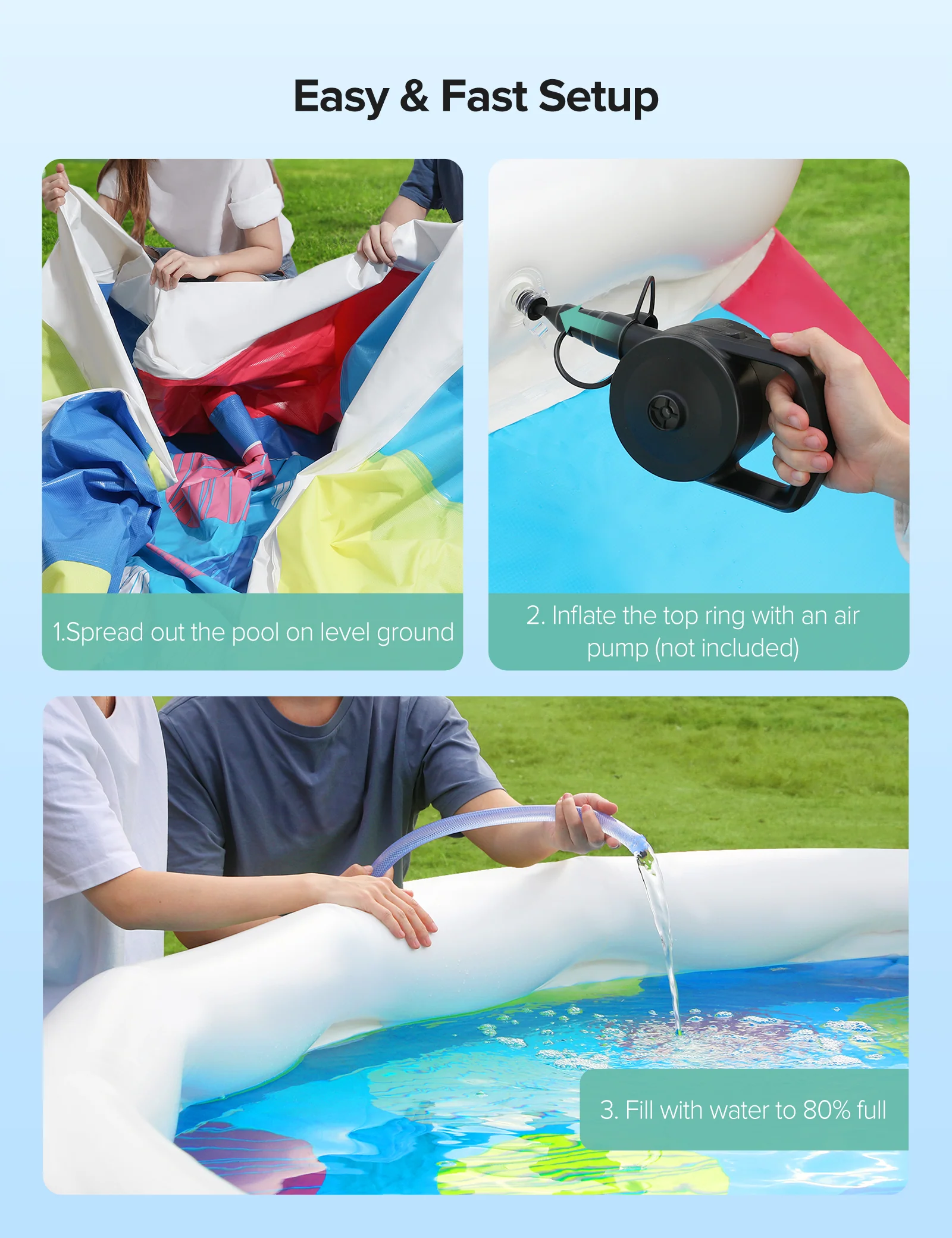 Evajoy Inflatable Swimming Pool Above Ground Pool 10ft x 30in Fast Set Pools WM - Image 11