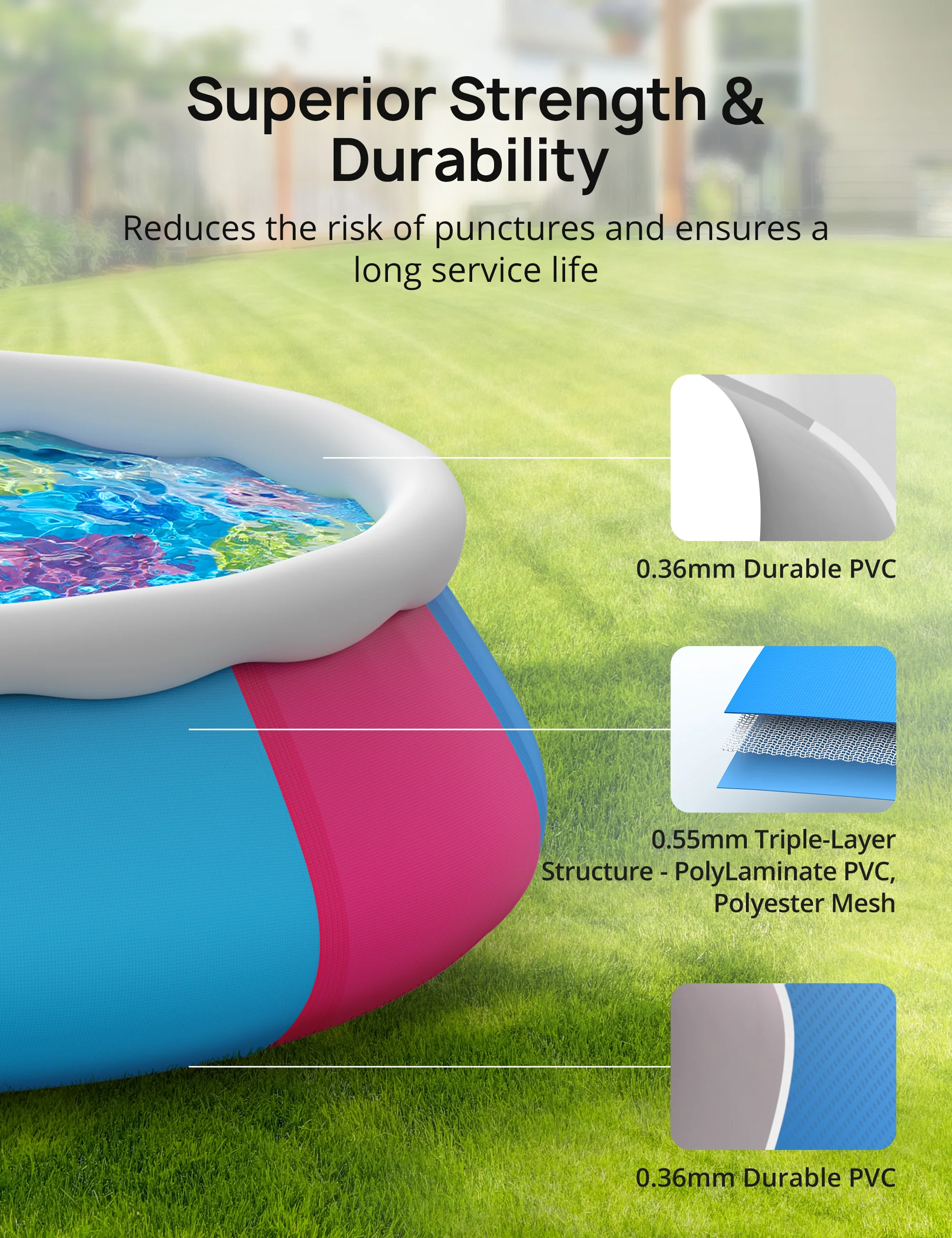 Evajoy Inflatable Swimming Pool Above Ground Pool 10ft x 30in Fast Set Pools WM - Image 6